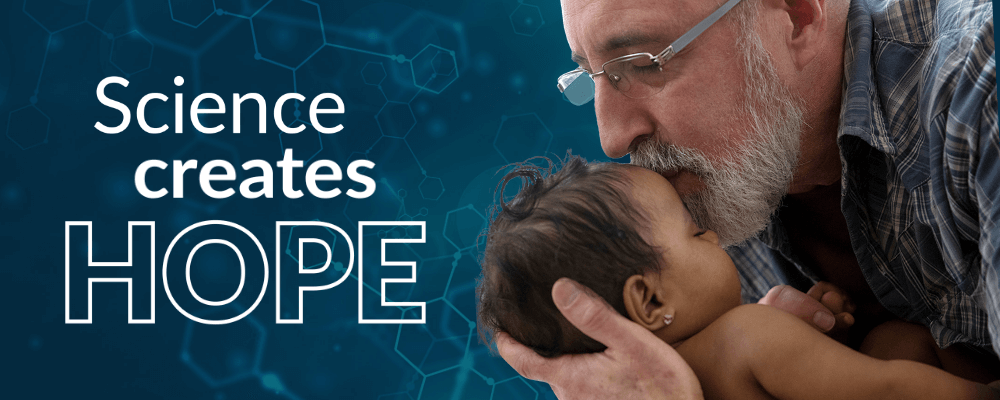 science creates hope grandpa and baby