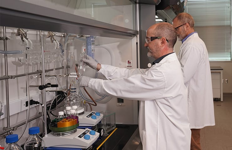 Chemists working in the drug discovery lab