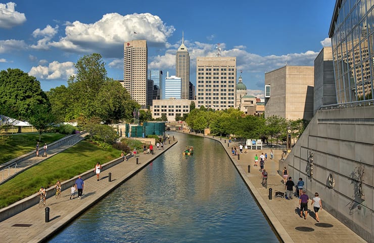 Indianapolis skyline with canal walk